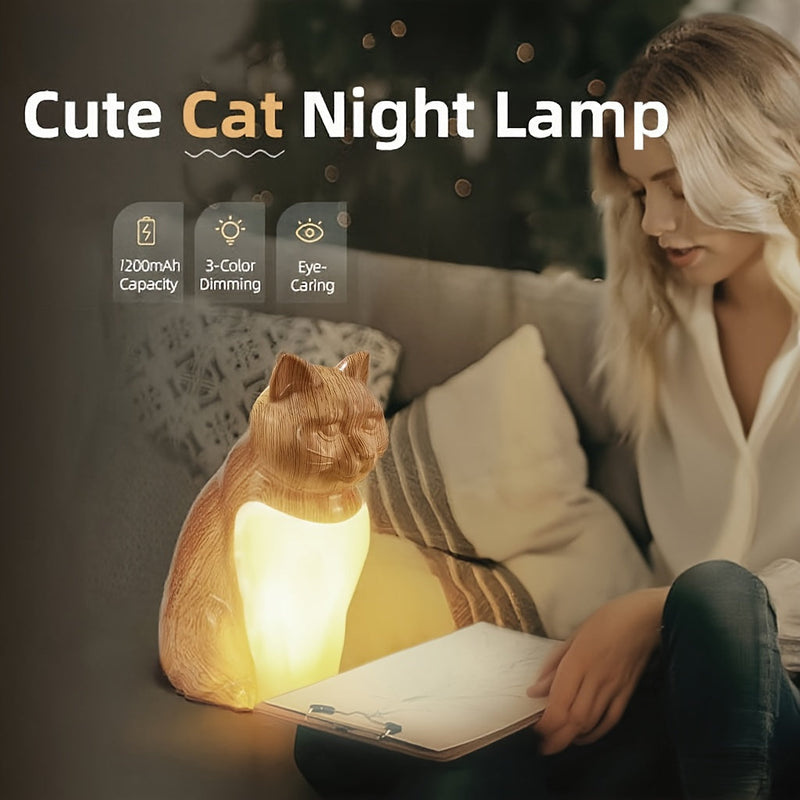 Decorative Cat Night Light with Touch Control and Dimmable Light