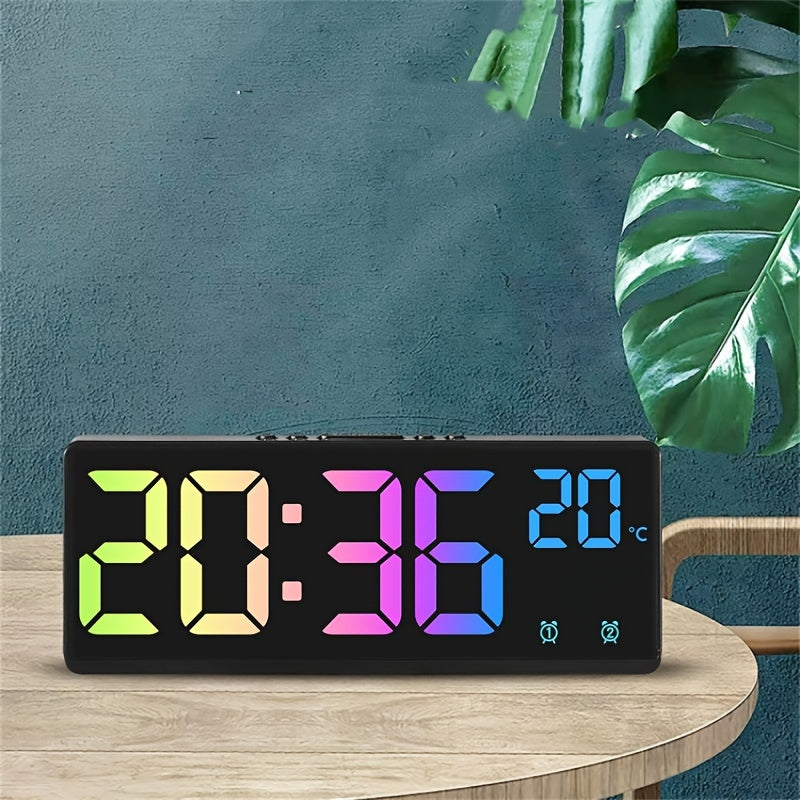 RGB Digital Alarm Clock – Voice-Controlled, Dual Alarm, and Temperature Display