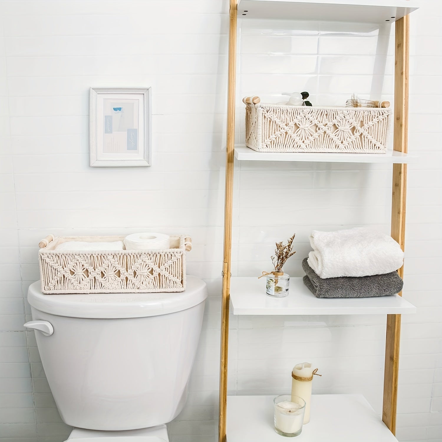 Set of 2 Handmade Macramé Storage Baskets – Boho Chic for a Stylish Organization