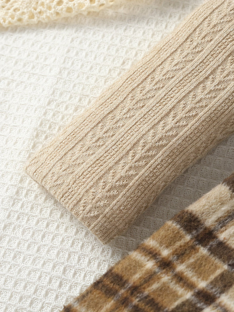 Eva Winter Outfit for Children - Turtleneck Sweater with Checked Skirt and Hat