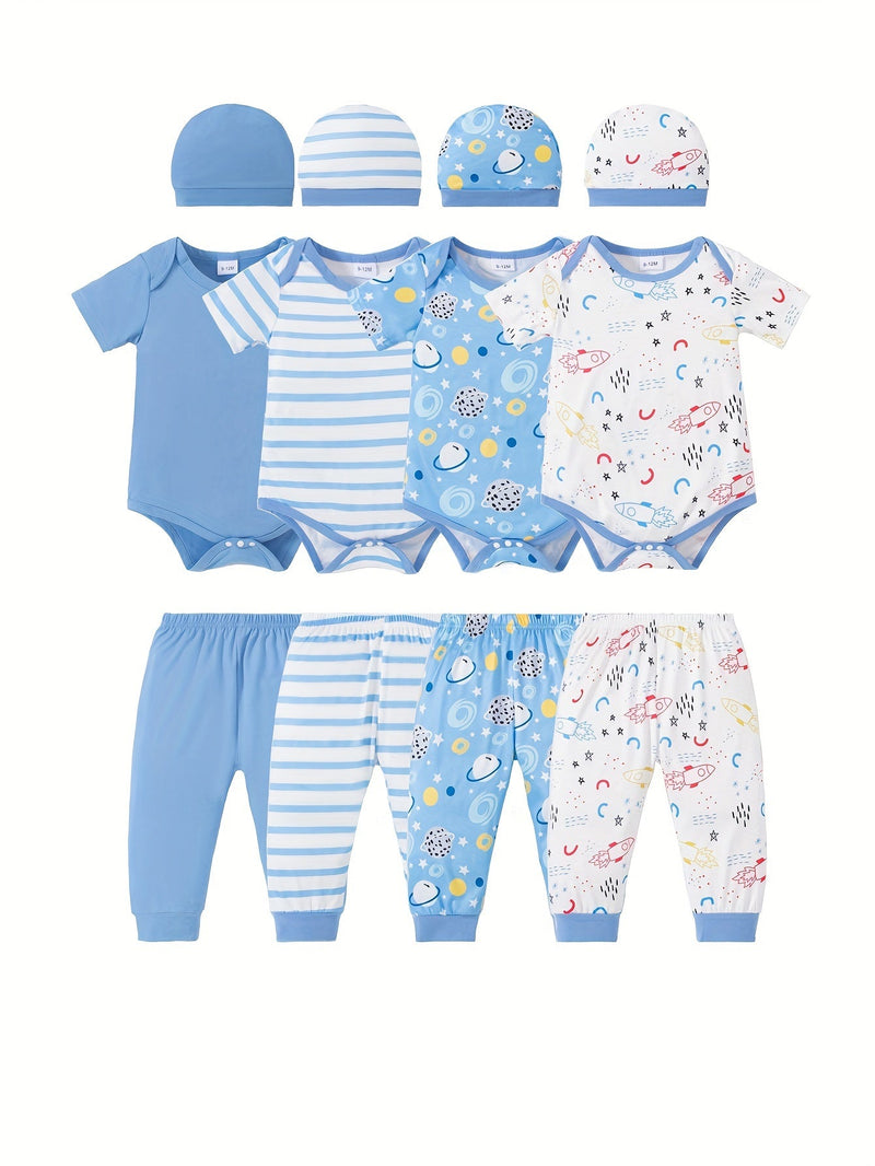 Space Adventure Baby Set – Bodysuit, Pants, and Hats