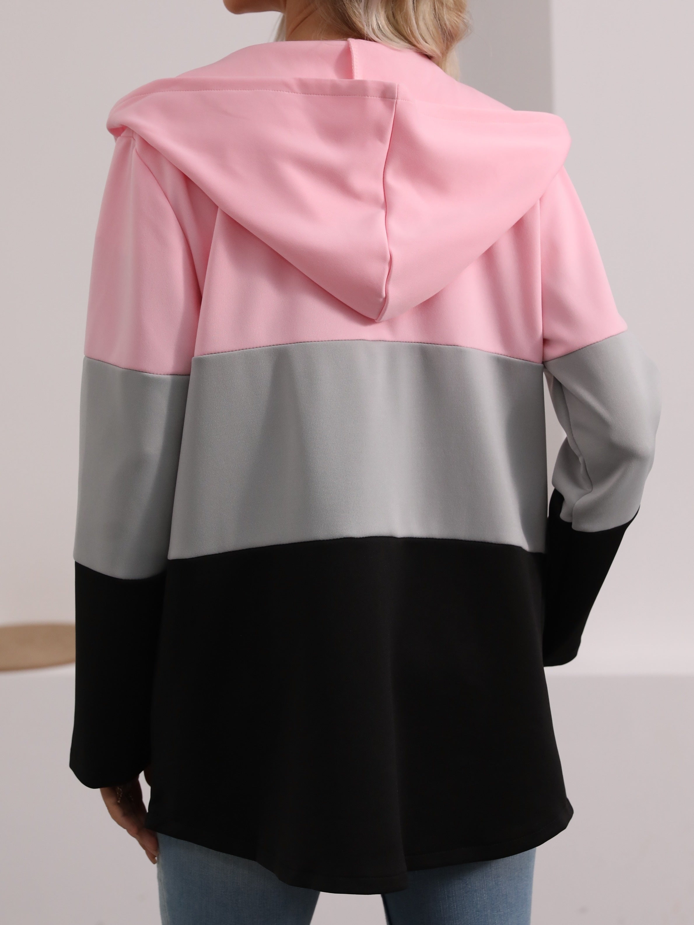 Color Block Zip-Up Hooded Jacket – Stylish and Comfortable for Casual Outfits