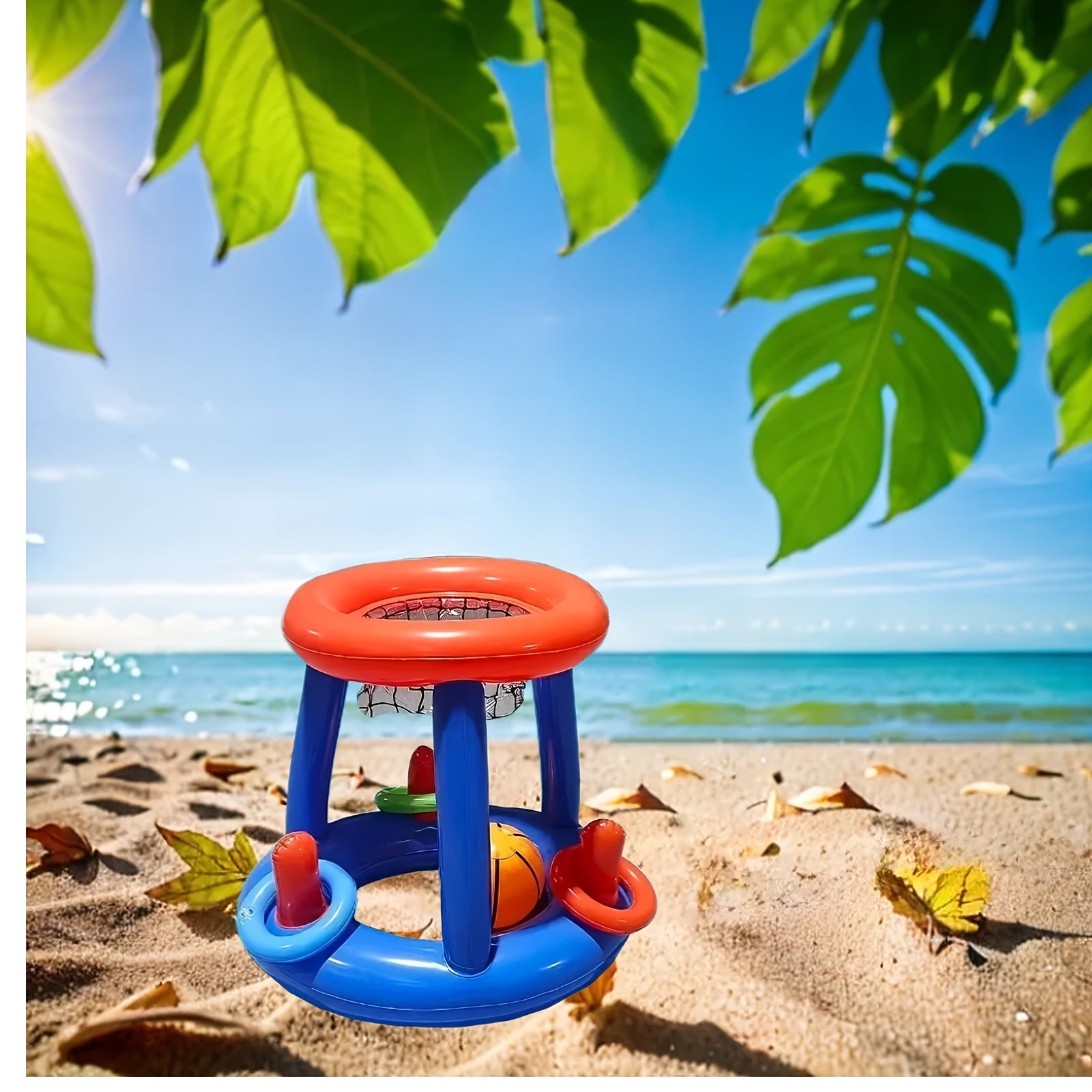 Inflatable Pool Basketball Set – Hoop, Ball and Rings Included