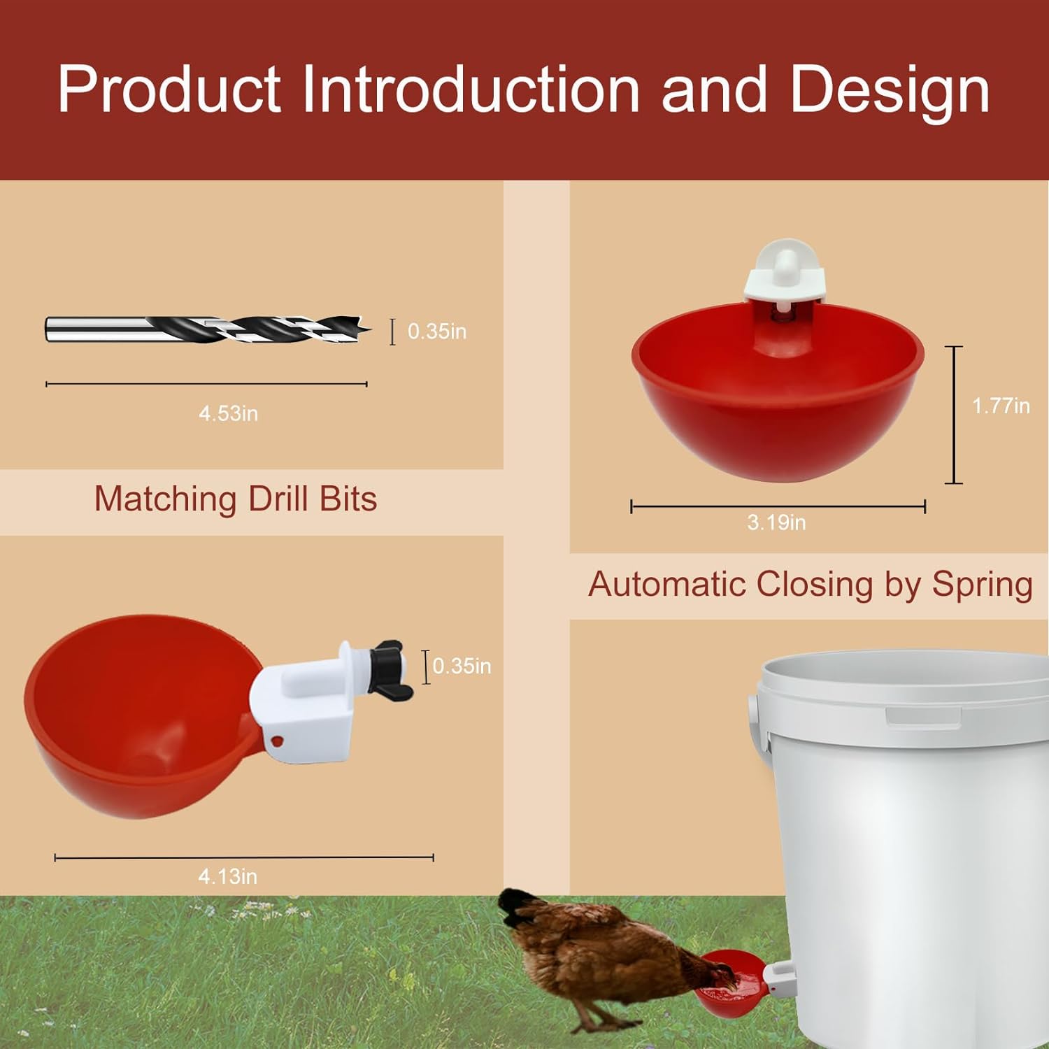 Set of 10 Chicken Water Bowls – Practical and Efficient