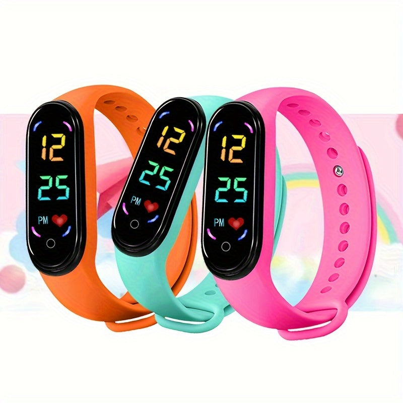 Glow-in-the-Dark Children's Watch - Colorful LED Display and Sporty Design
