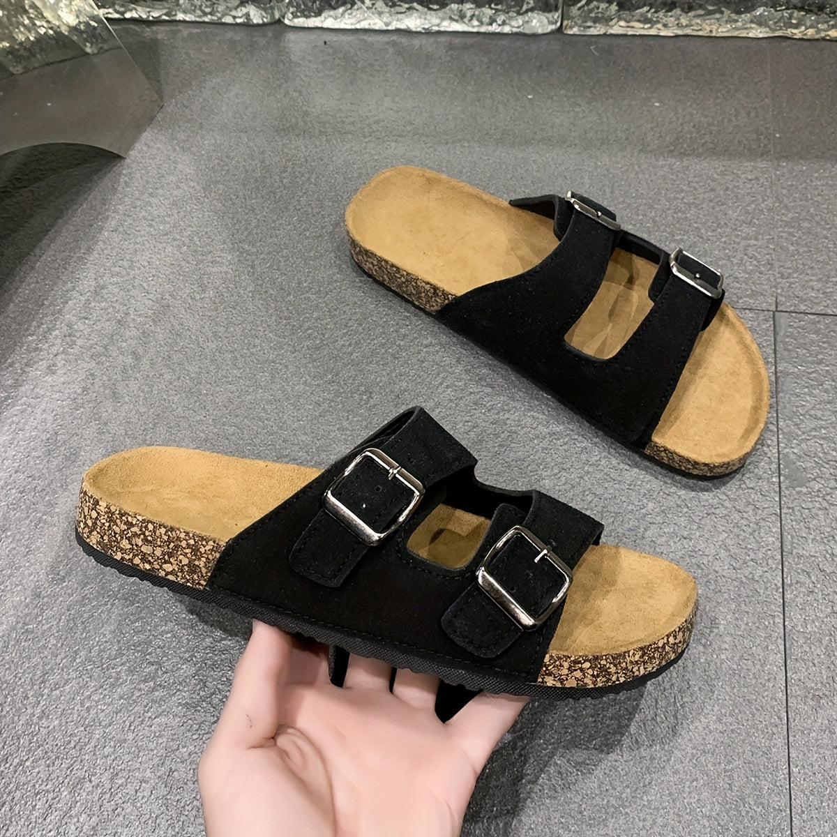 Retro Slides with Double Adjustable Buckles for Men – Comfortable and Stylish for Men