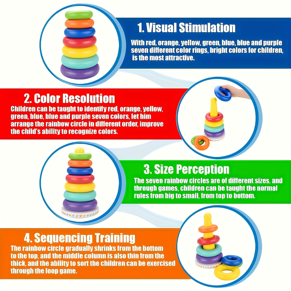 Educational Colorful Rainbow Stacking Tower – Enhance Color Recognition and Motor Skills
