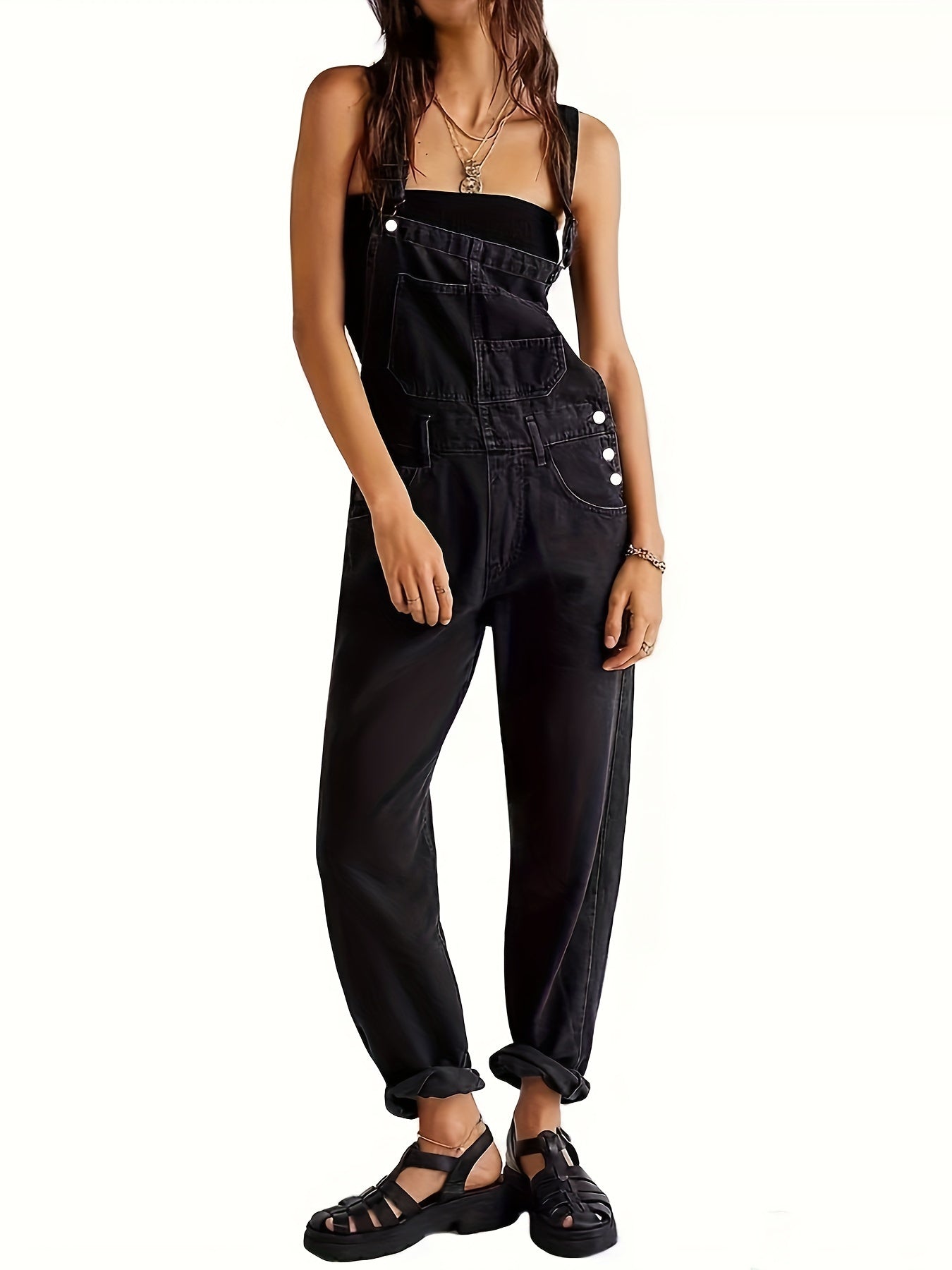 Trendy Denim Women's Jumpsuit – Casual and Stylish for Spring, Summer, and Autumn
