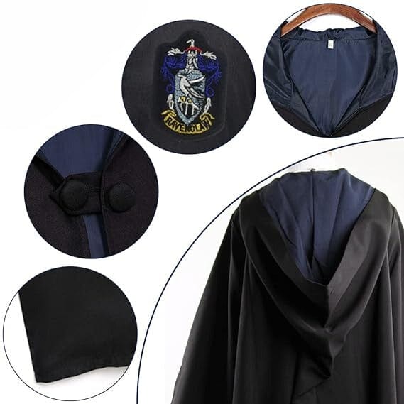 Kids’ Enchanted Wizard Cloak – Pointed Hood & Striped Scarf Set