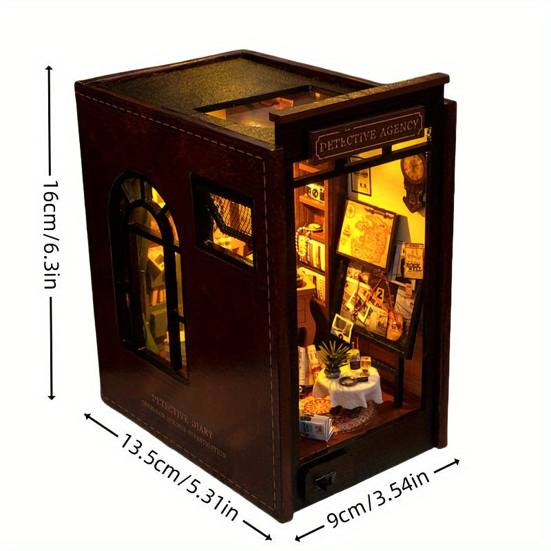 Detective Agency DIY Miniature House – 3D Puzzle Set with Lighting for Creative Hobbyists
