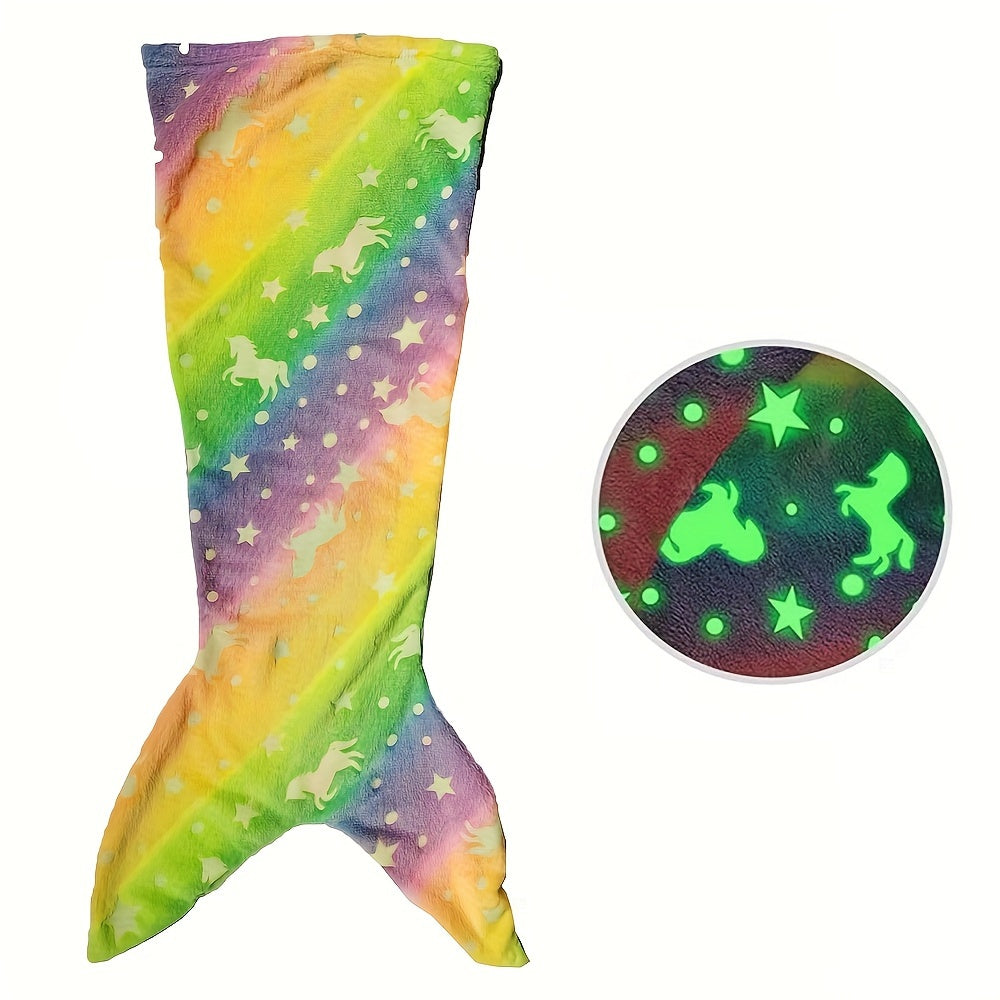 Magical Mermaid Sleeping Bag with Glow-in-the-Dark Effect – Soft Fleece Blanket for Children