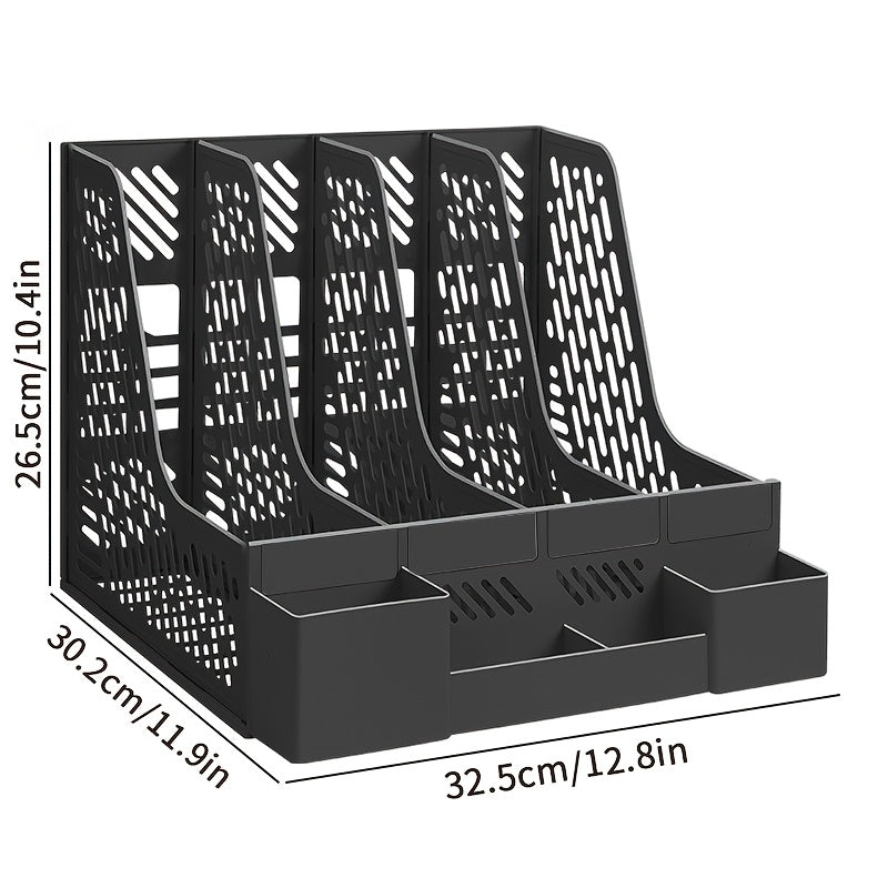 Desktop Document Organizer – 4 Compartments, Space-Saving, Removable, and Suitable for Office Supplies