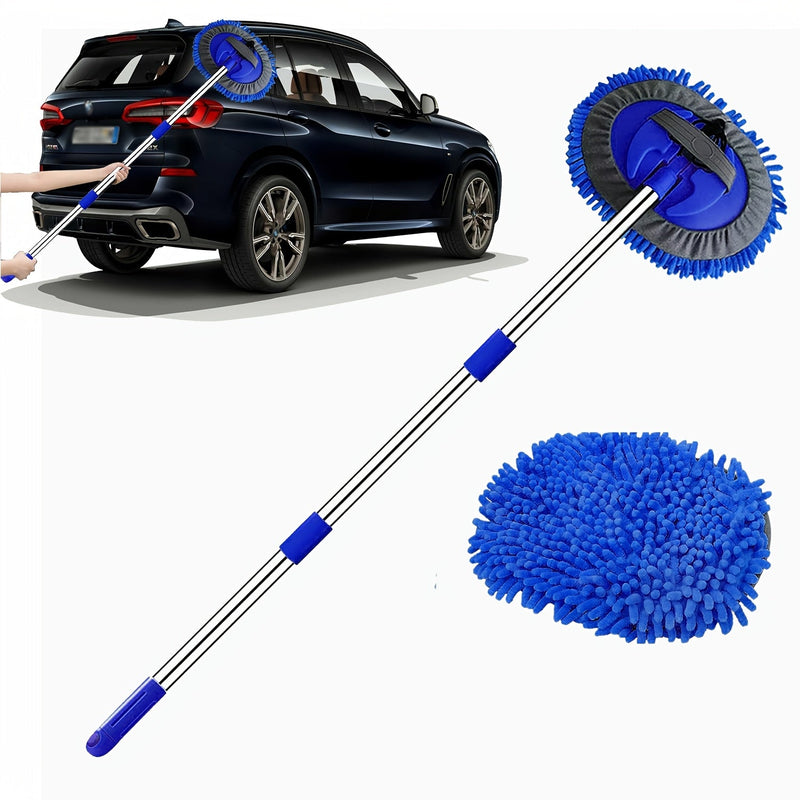 Microfiber Car Wash Brush with Long Handle – Removable Mop Head for Scratch-Free Cleaning