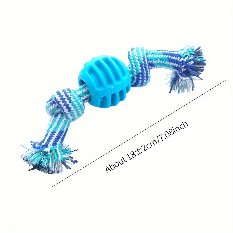 Interactive Dog Chew Toy – With Colorful Knots and Rubber Ball