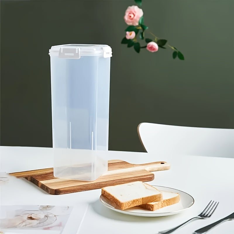 Transparent Bread Box with Airtight Lid - Freshness Preservation and Slicing Guide