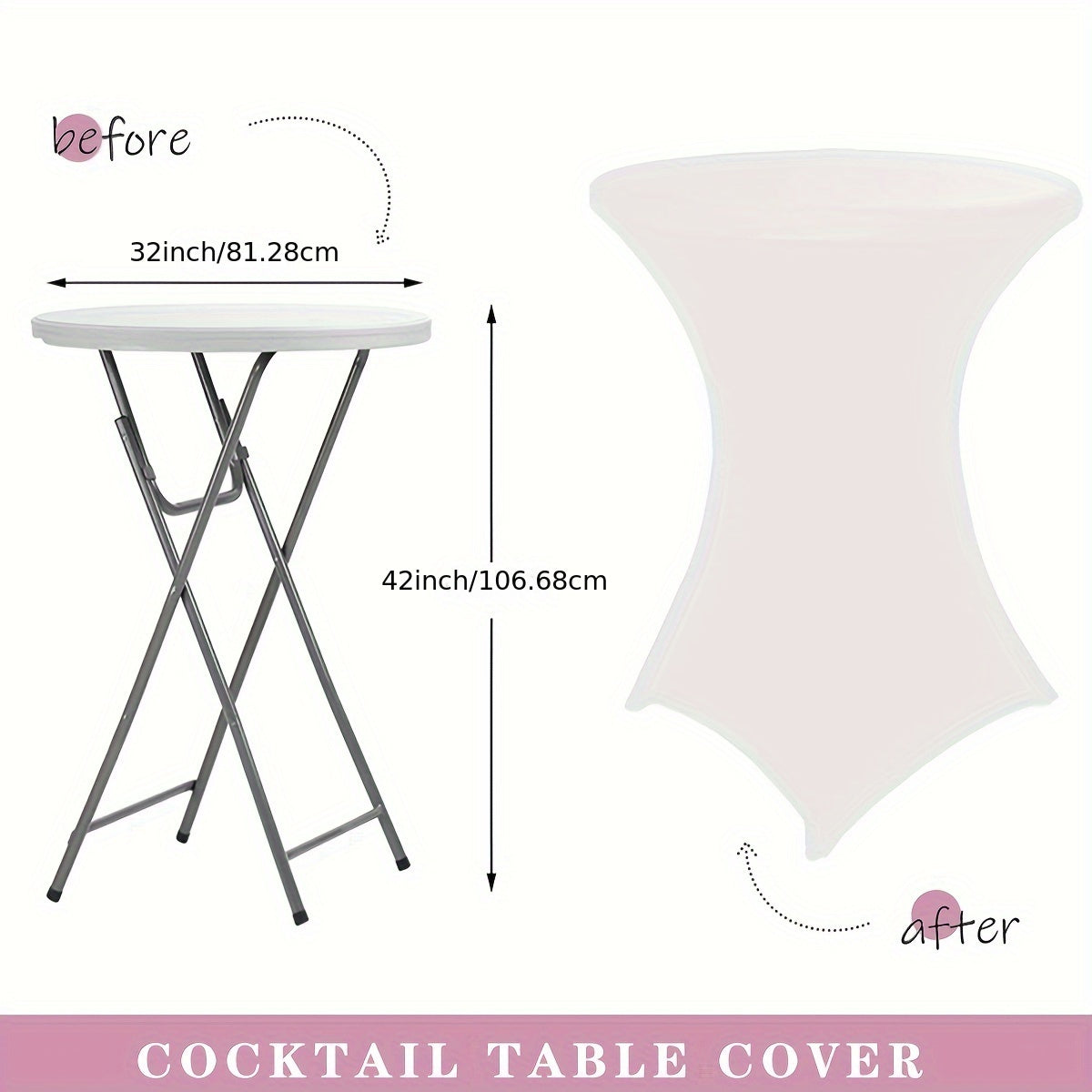 Stretchy Cocktail Table Covers - Solid Color, Ideal for Parties and Events
