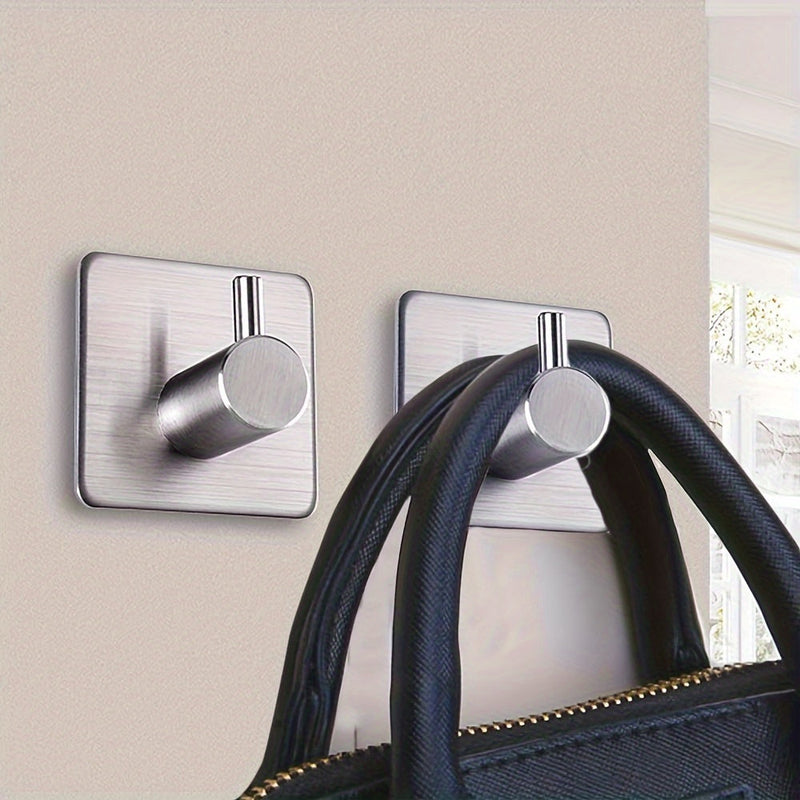4-Piece Self-Adhesive Stainless Steel Wall Hook Set – Minimalistic, Strong, and Waterproof