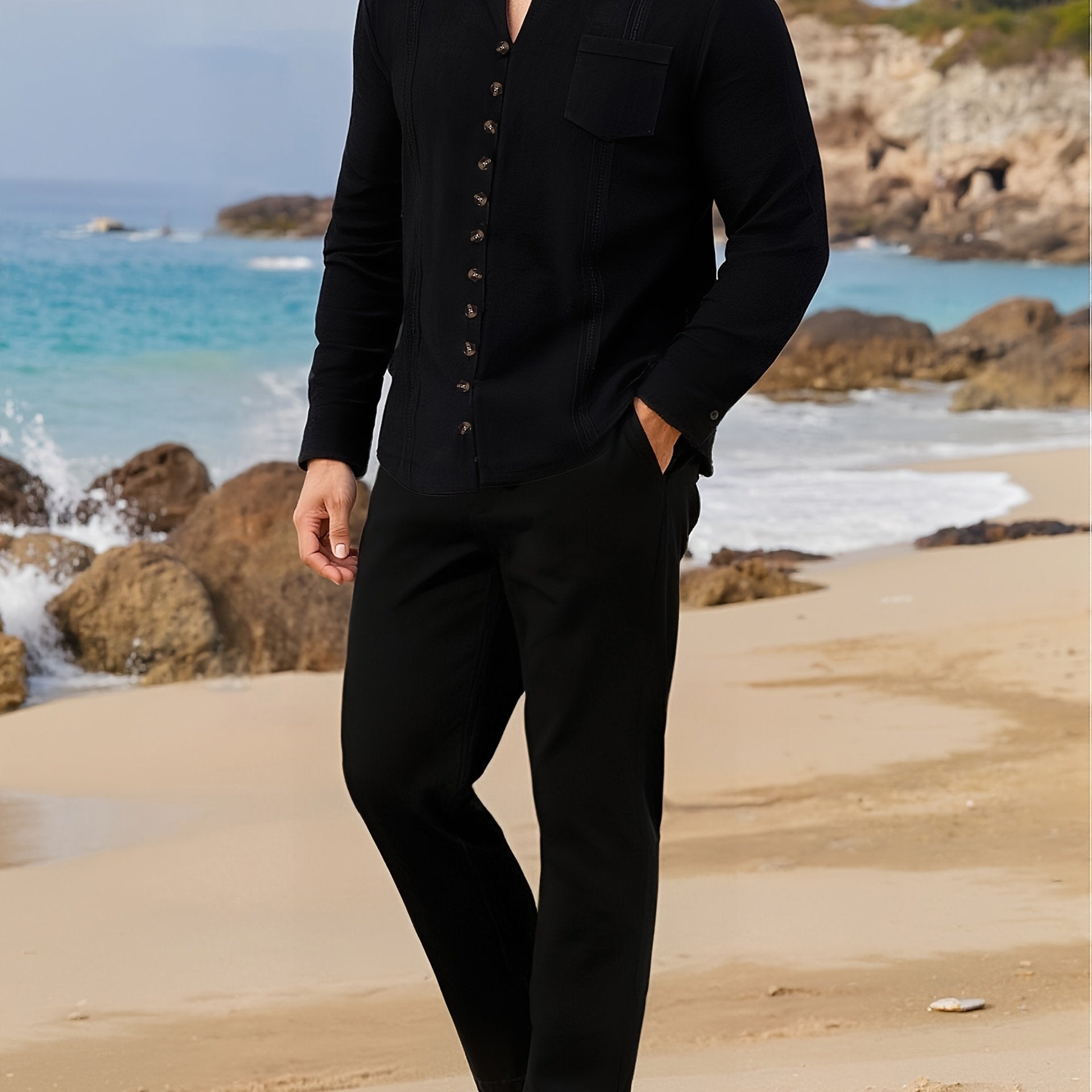 Men's Linen Two-Piece Set - Elegant and Lightweight