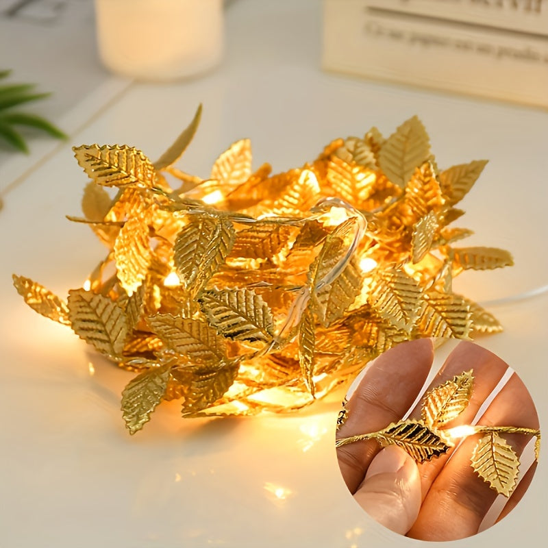 Golden Leaves Fairy Lights - Elegant Lighting for Table Settings and Parties