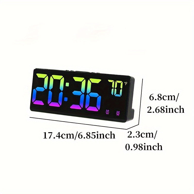 RGB Digital Alarm Clock – Voice-Controlled, Dual Alarm, and Temperature Display