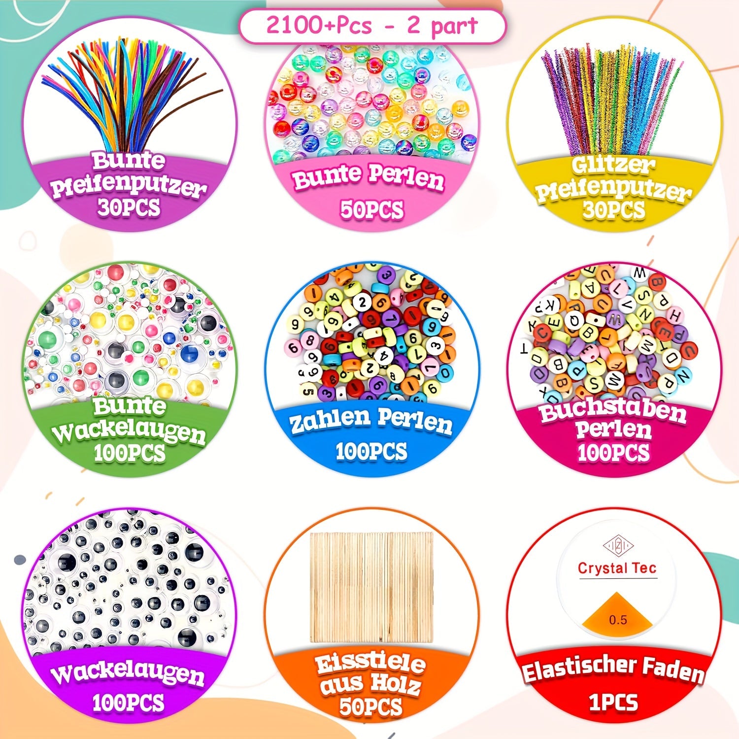 Complete Craft Set for Children – Creative Set with Stickers, Sticks, Feathers, and More
