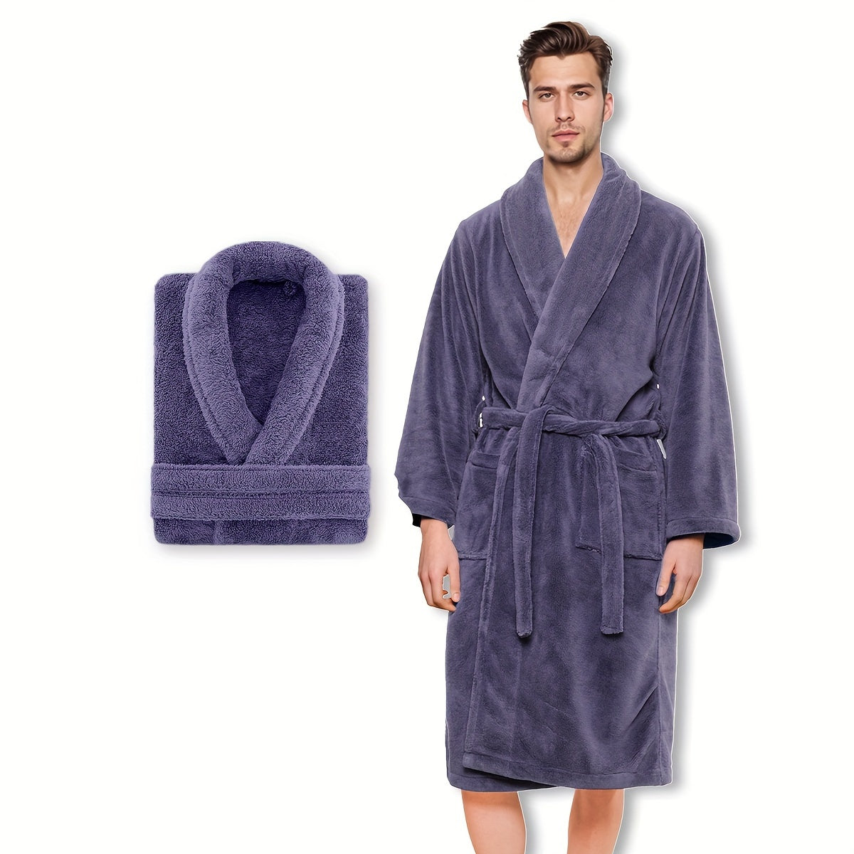 Luxe Unisex Coral Fleece Bathrobe – Ultra Soft and Warm for Your Comfort