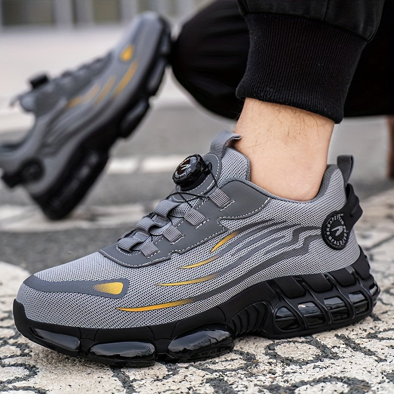 Safety Work Shoes for Men - Breathable and Slip-Resistant with Rotating Buckle