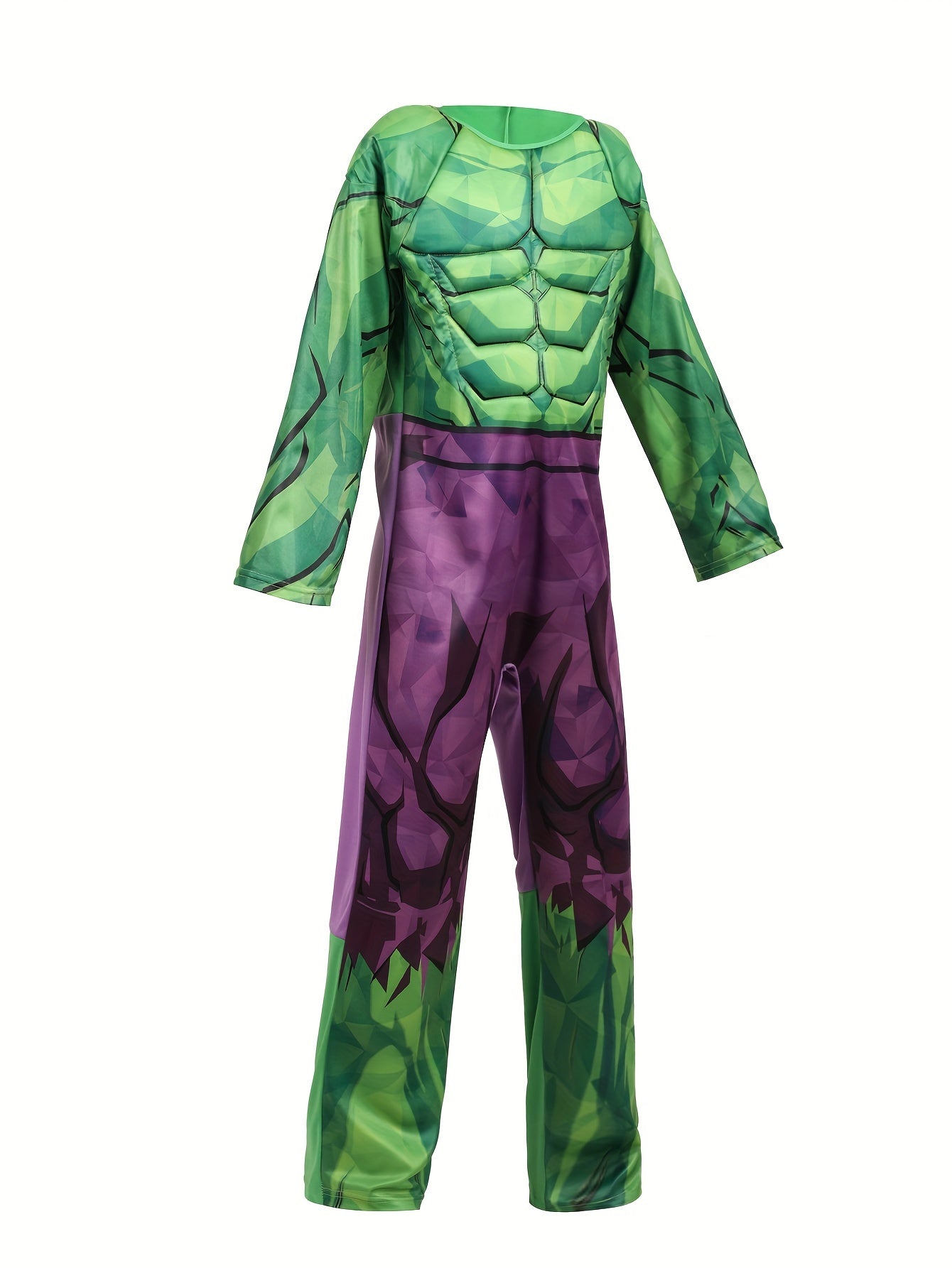 Superhero Costume for Kids – Green Jumpsuit with Muscle Design and Mask