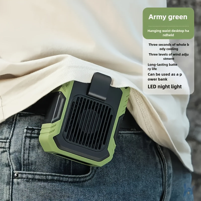 USB Rechargeable Waist Fan – Portable with Three Speed Settings
