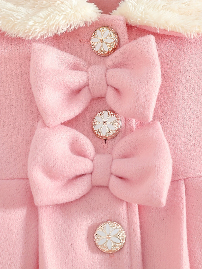 Lotte Winter Coat for Kids - Elegant with Bow and Plush Collar for Cold Days