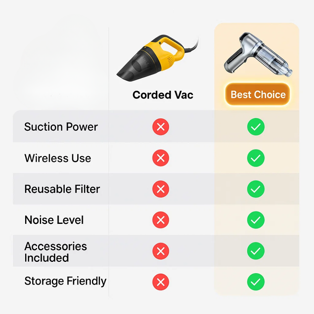 PowerClean Wireless Car Vacuum Cleaner – Compact and Super Powerful