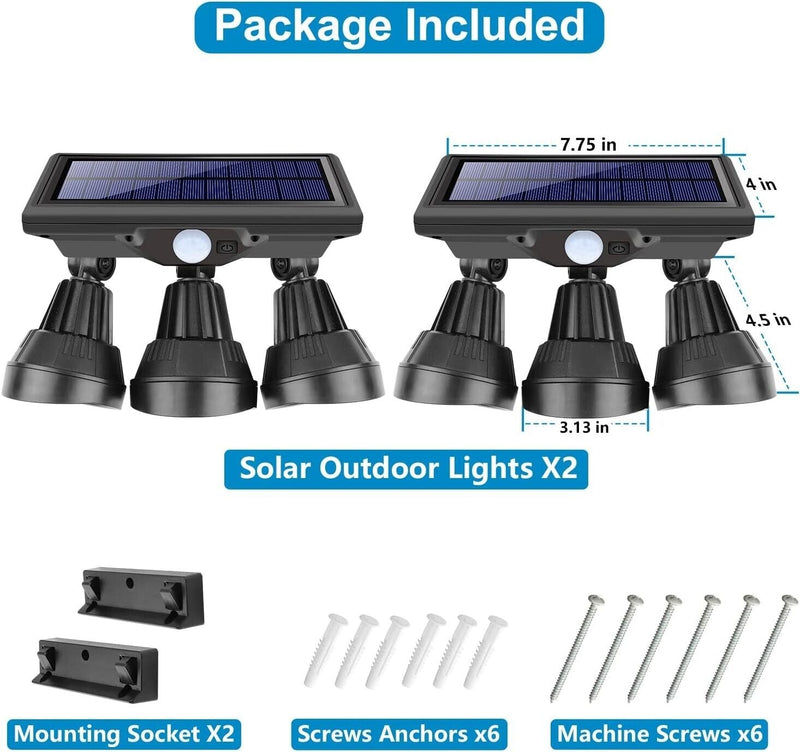 TriSolar Motion Floodlight – Multi-Head LED Security Design