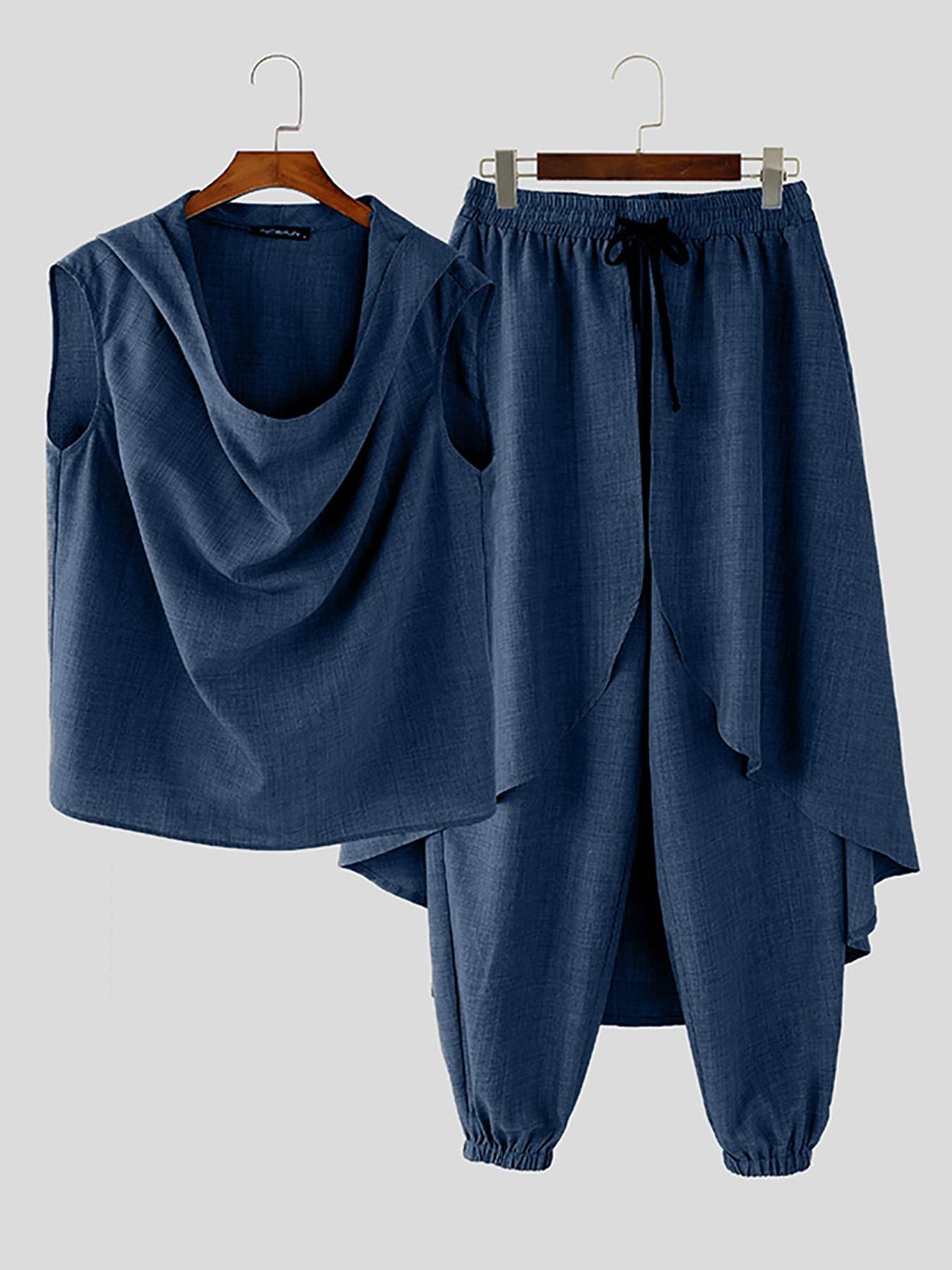 Cool Mid-Length Men's Set – Sleeveless Vest and Baggy Pants