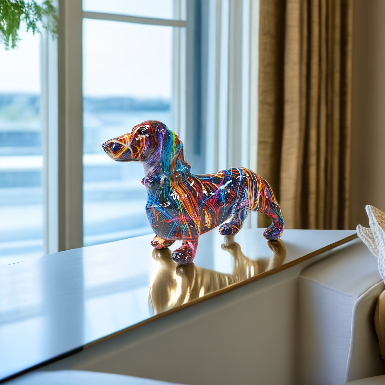 Colorful Dachshund Sculpture - Playful Decoration for Your Interior