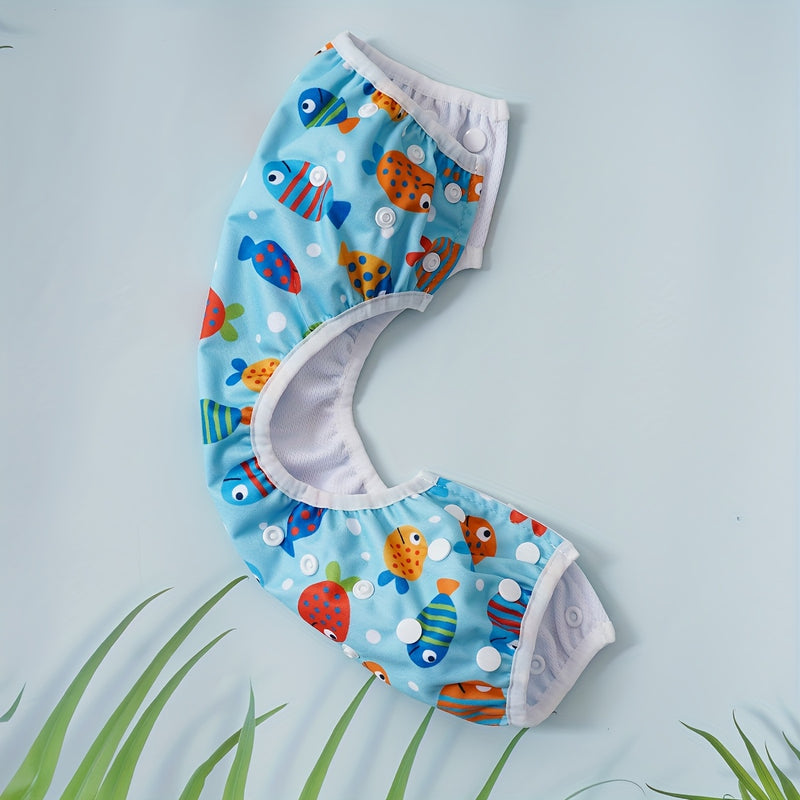 Adjustable Washable Swim Diaper for Babies – Leak-Proof with Fish Print