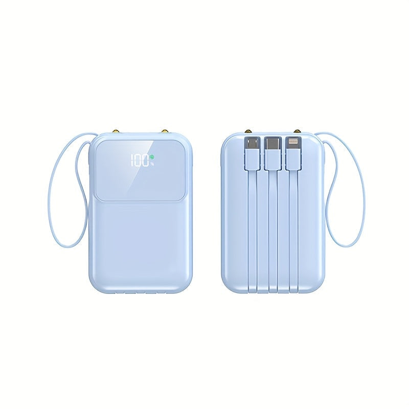 Ultimate Portable Power Bank 10000mAh - Fast Charging with Built-in Cables
