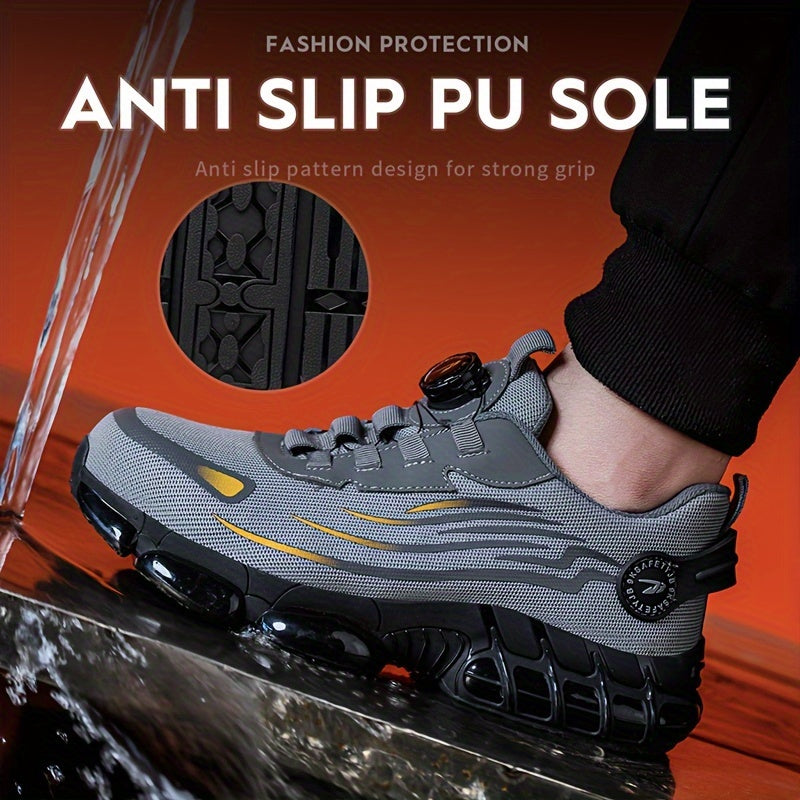 Safety Work Shoes for Men - Breathable and Slip-Resistant with Rotating Buckle