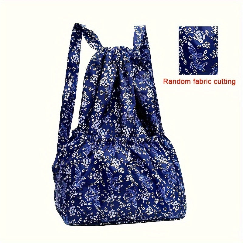 Geometric Nylon Backpack with Drawstring Closure – Perfect for Travel and Sports Activities