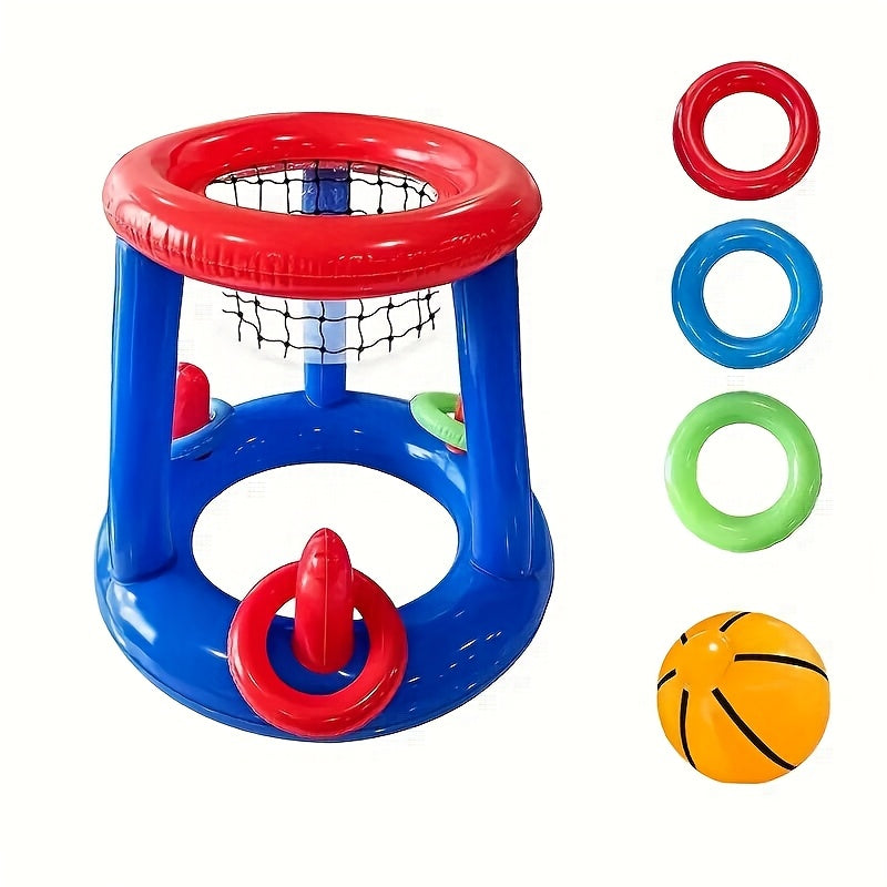 Inflatable Pool Basketball Set – Hoop, Ball and Rings Included
