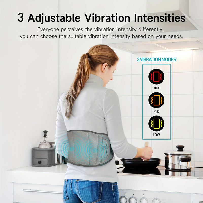Wireless Heated Massage Belt for Back and Waist – 3 Adjustable Heat and Vibration Modes for Maximum Relaxation
