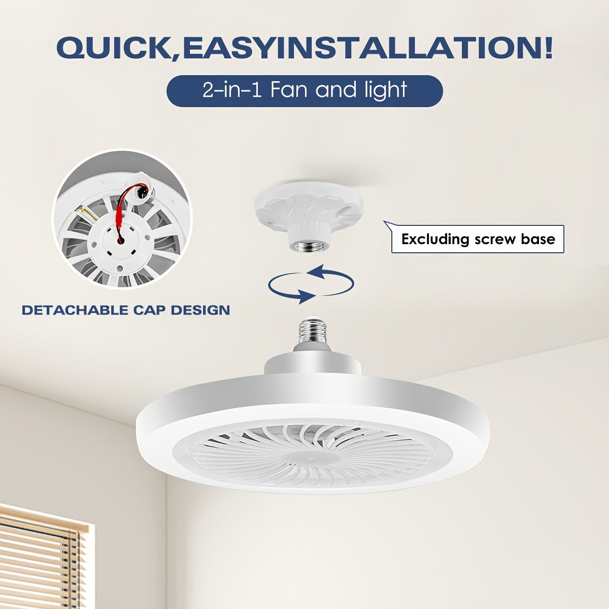 LED Smart Fan Lamp – Dimmable and Quiet
