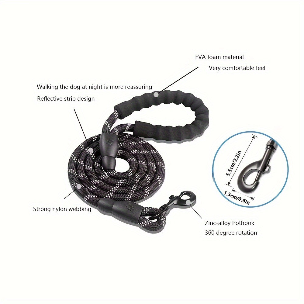 Reinforced Reflective Dog Leash with Padded Handle – Durable and Safe for Strong Dogs