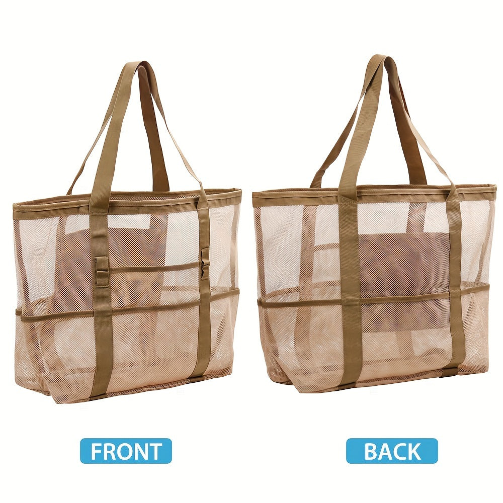 Light and Spacious Mesh Beach Bag – 40L Foldable Tote with Sturdy Shoulder Straps and Open Top