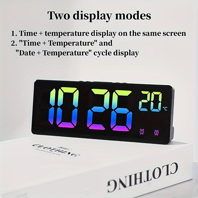 RGB Digital Alarm Clock – Voice-Controlled, Dual Alarm, and Temperature Display