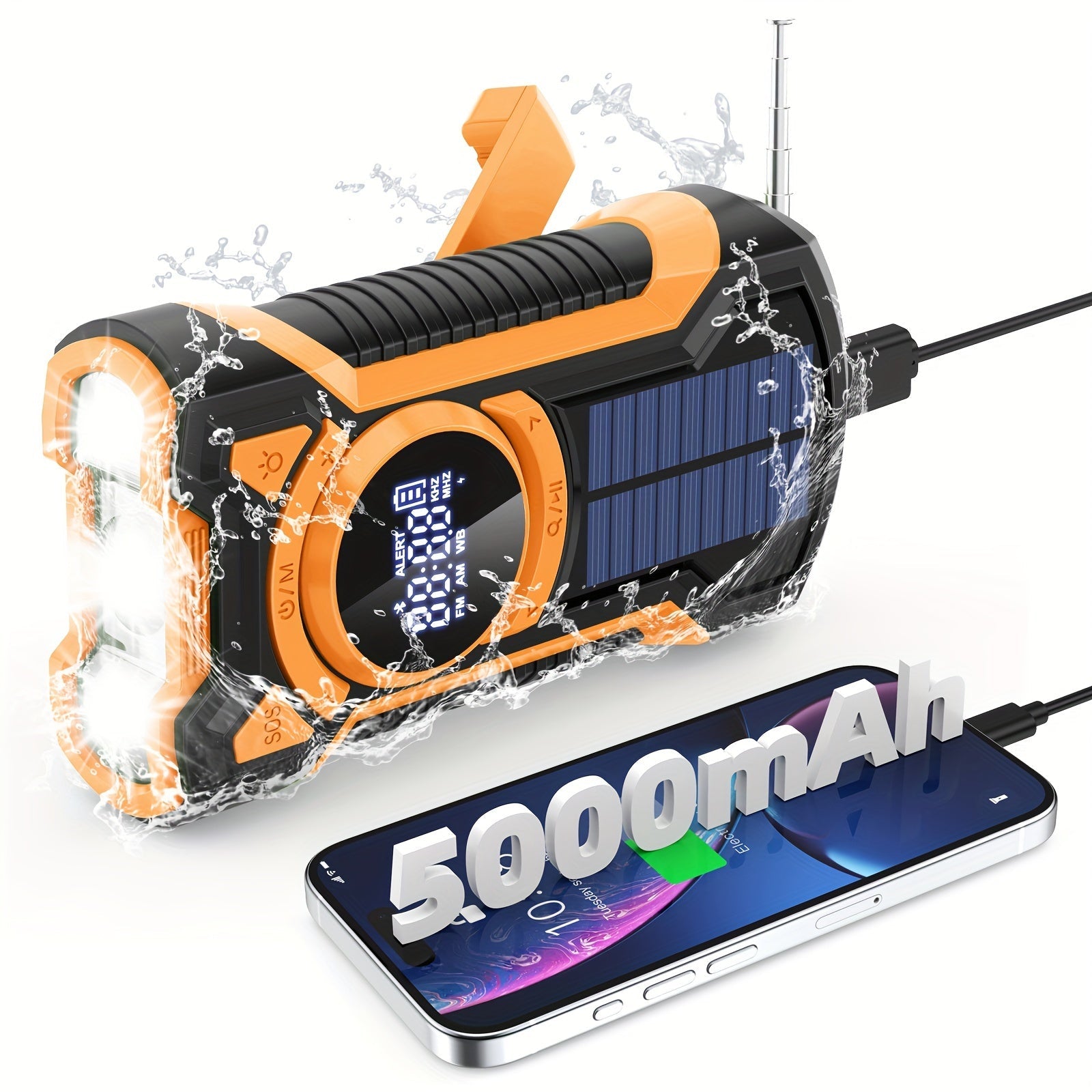 All-in-One Emergency Radio with Hand Crank and Solar Panel – For Camping and Emergency Situations