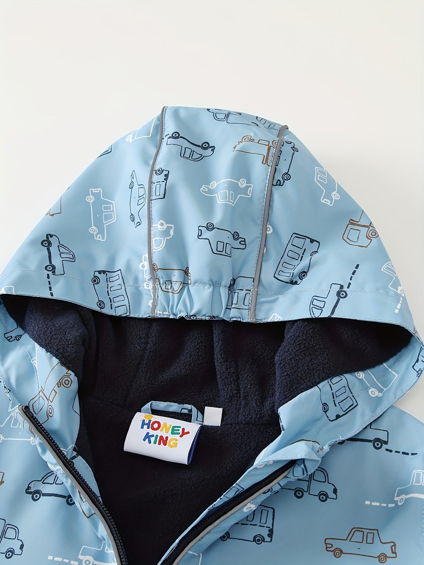 Boys' Fleece Jacket with Car Theme – Waterproof and Windproof Jacket for Outdoors