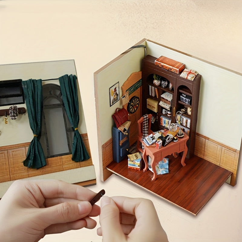 Detective Agency DIY Miniature House – 3D Puzzle Set with Lighting for Creative Hobbyists