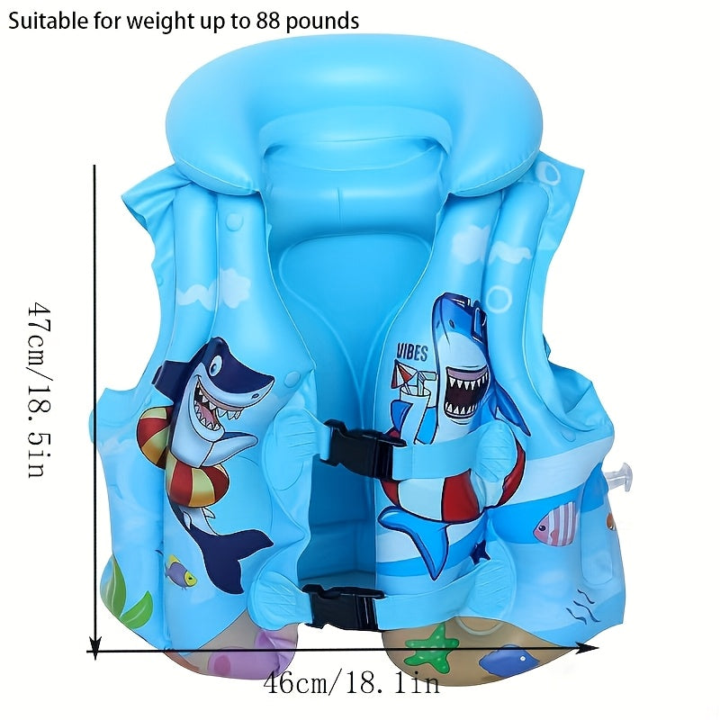 Children's Swim Vest with Shark Print – Comfortable & Safe for Swimming Fun in the Water