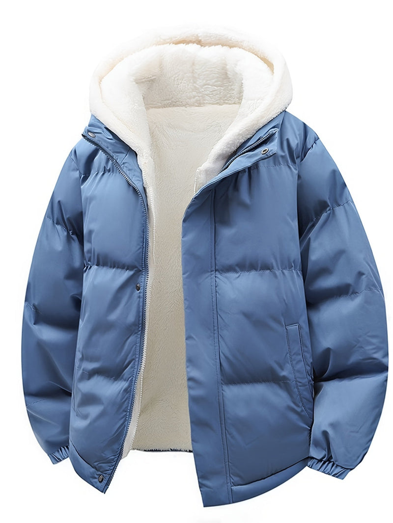 Padded Winter Coat with Teddy Lining and Hood – Casual Unisex Model