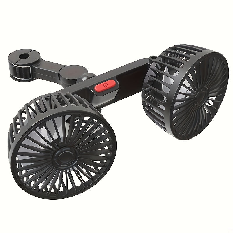 Portable Dual Car Fan – 5-Blade 360° Rotating Ultra-Quiet
